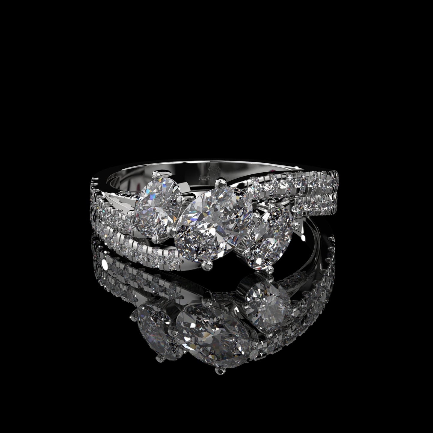 Oval Three Stone Lab Diamond Engagement Ring