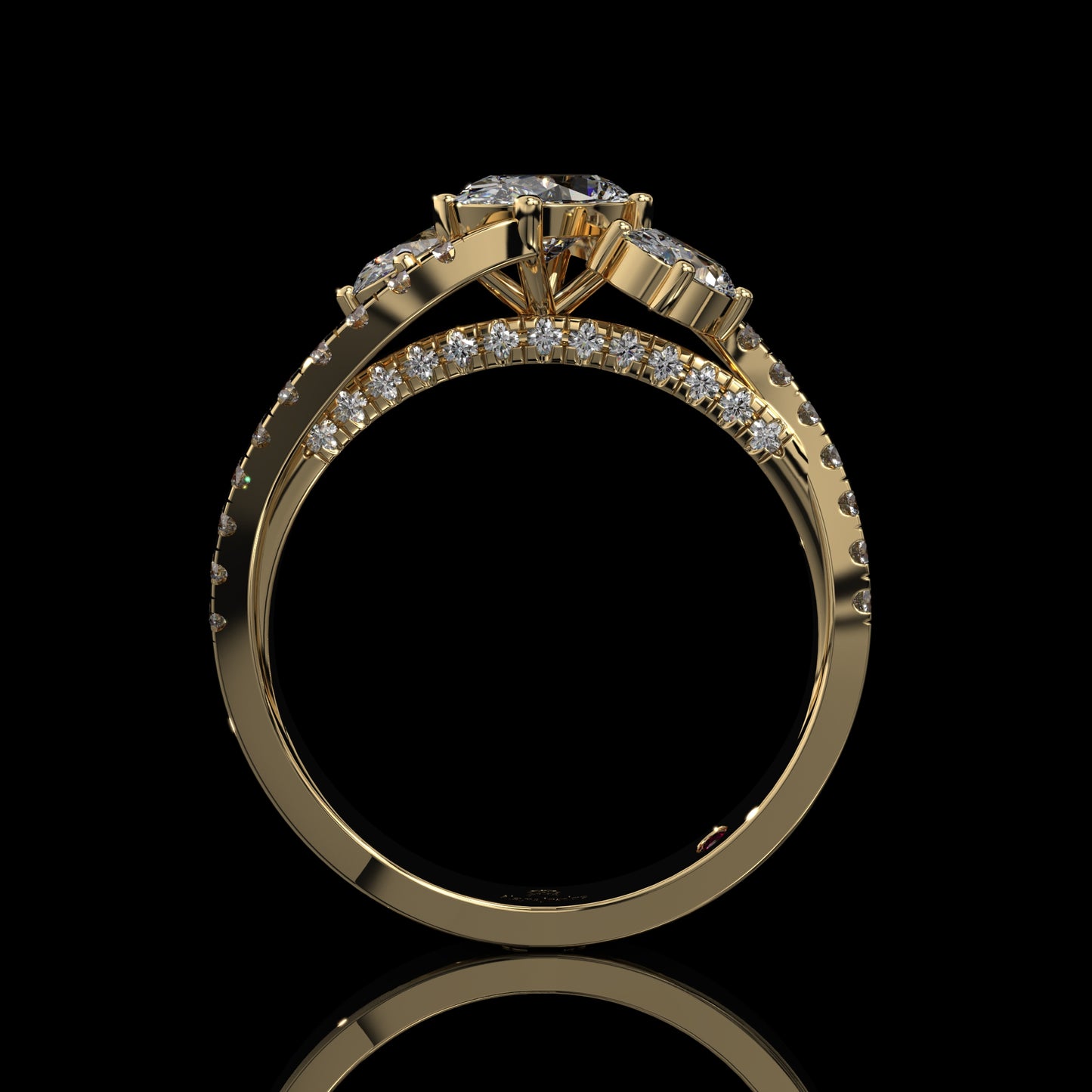 Oval Three Stone Lab Diamond Engagement Ring