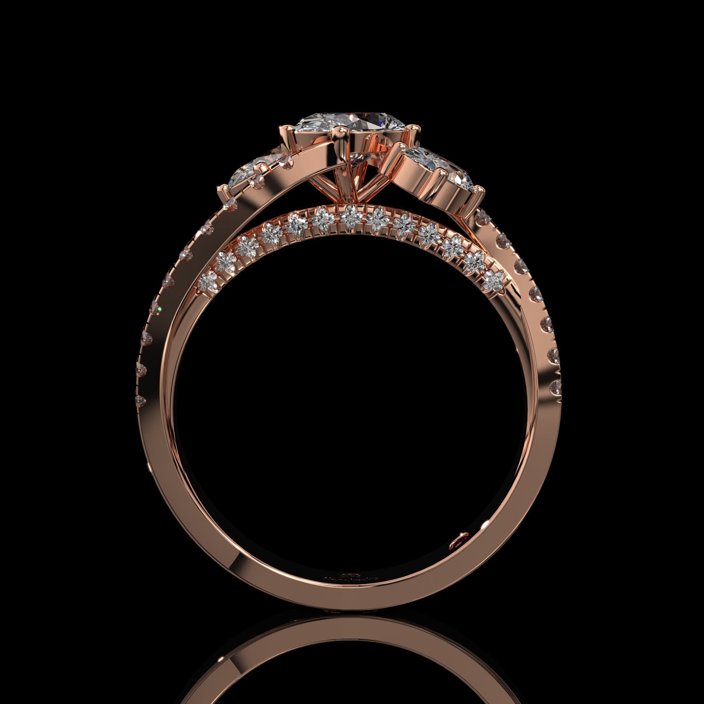 Oval Three Stone Lab Diamond Engagement Ring