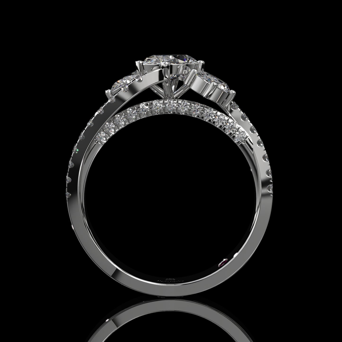 Oval Three Stone Lab Diamond Engagement Ring