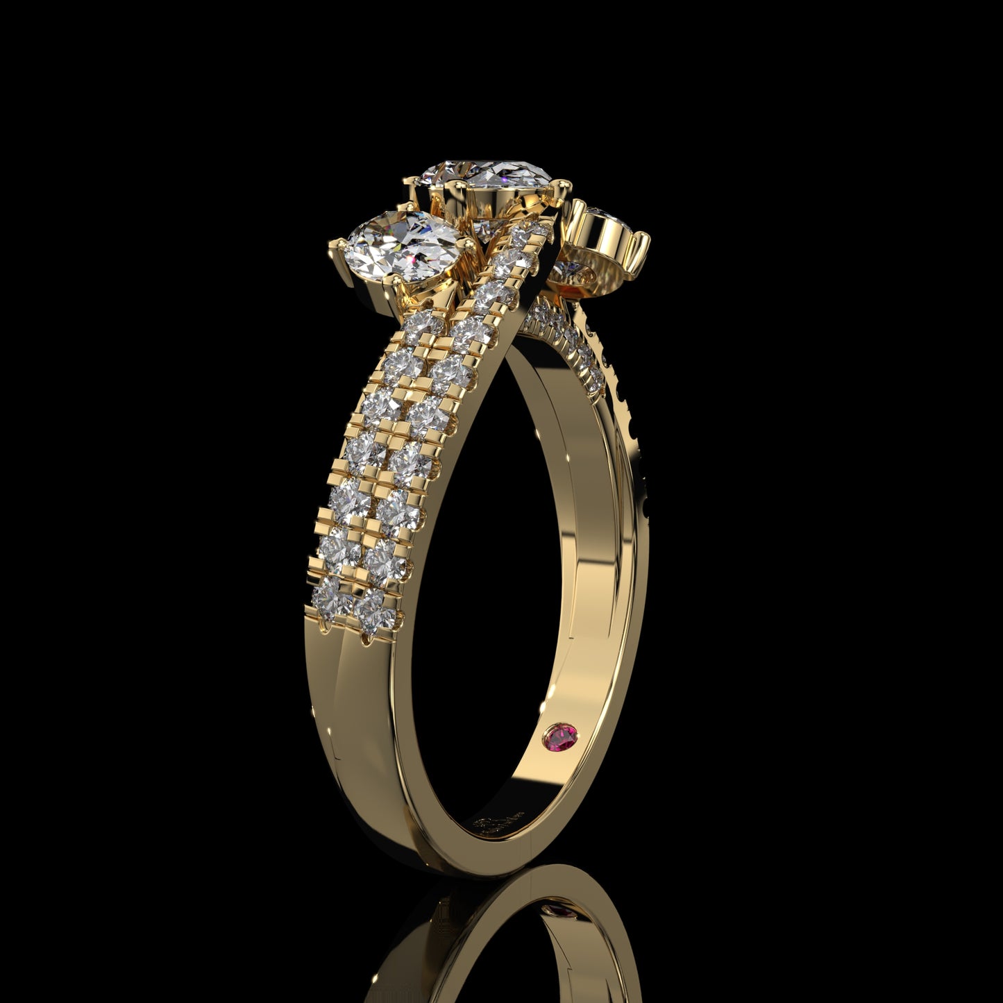 Oval Three Stone Lab Diamond Engagement Ring