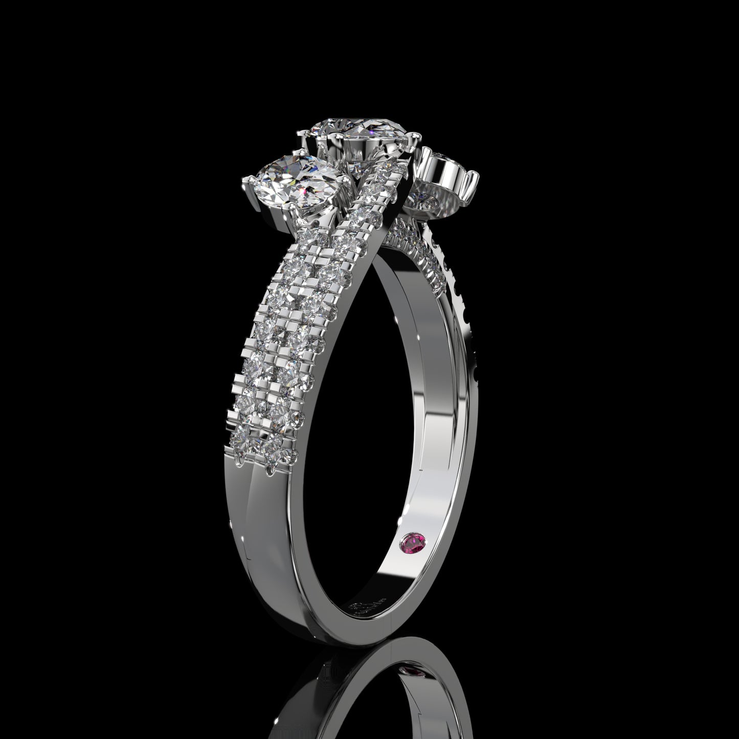Oval Three Stone Lab Diamond Engagement Ring
