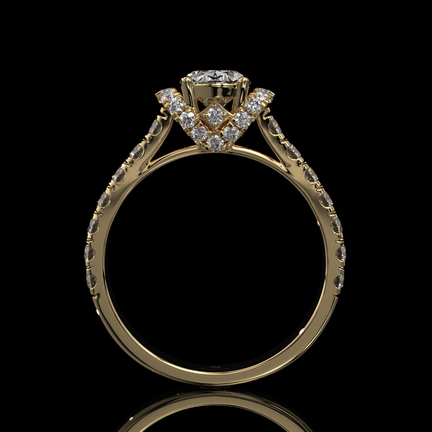 Oval Lab Diamond Engagement Ring with Pavé Diamond Band
