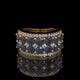 Blue Sapphire & Diamond Wide Band with Pavé Lattice Design