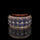 Blue Sapphire & Diamond Wide Band with Pavé Lattice Design