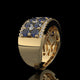 Blue Sapphire & Diamond Wide Band with Pavé Lattice Design