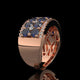 Blue Sapphire & Diamond Wide Band with Pavé Lattice Design