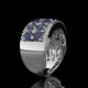 Blue Sapphire & Diamond Wide Band with Pavé Lattice Design