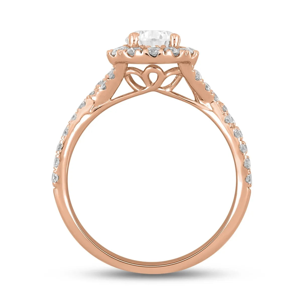 14K ROSE GOLD 1 3/4CT ROUND/PEAR DIAMOND LADIES RING (CENTER STONE PEAR DIAMOND 1.00CT)