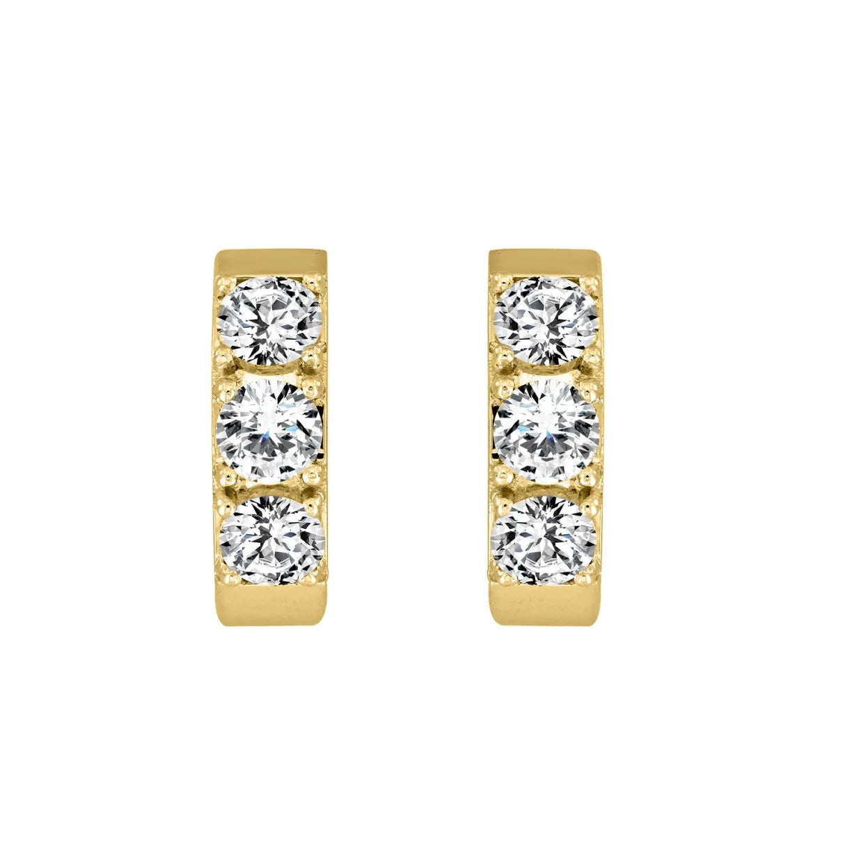 14K YELLOW GOLD 1 1/2CT ROUND DIAMOND LADIES HOOPS EARRINGS