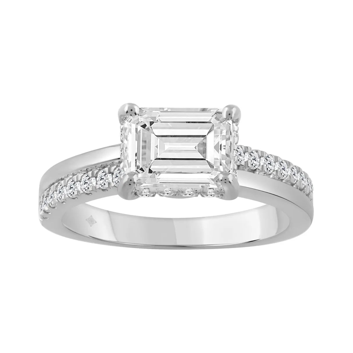 14K WHITE GOLD 2 1/3CT ROUND/EMERALD DIAMOND LADIES RING (CENTER STONE EMERALD DIAMOND 2.00CT)