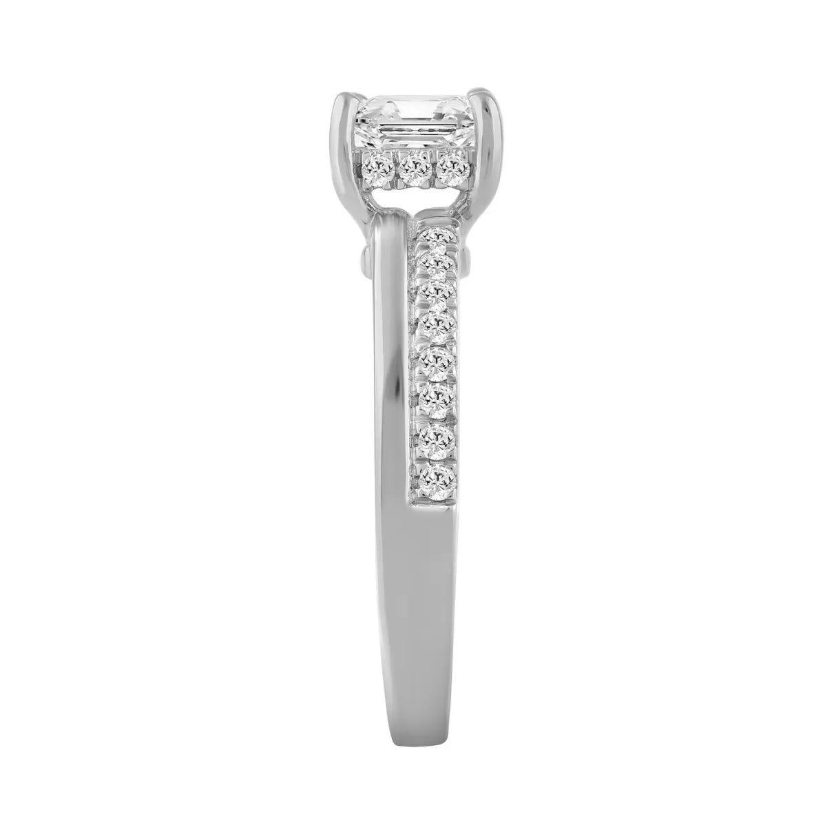 14K WHITE GOLD 2 1/3CT ROUND/EMERALD DIAMOND LADIES RING (CENTER STONE EMERALD DIAMOND 2.00CT)