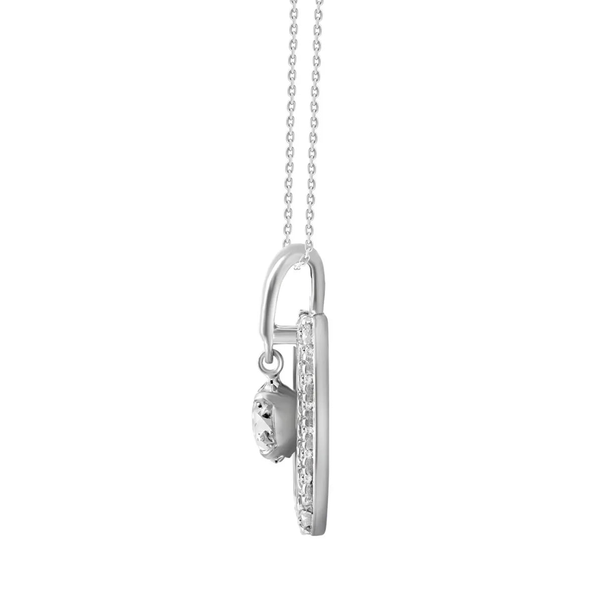 14K WHITE GOLD 3/4CT ROUND DIAMOND LADIES PENDANT WITH CHAIN