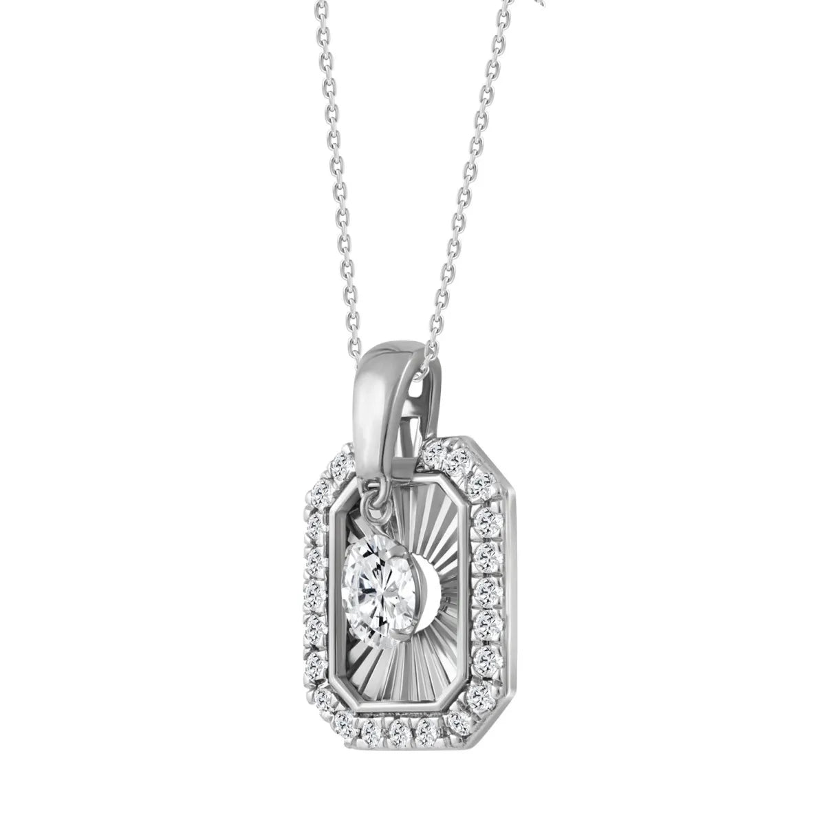 14K WHITE GOLD 3/4CT ROUND DIAMOND LADIES PENDANT WITH CHAIN