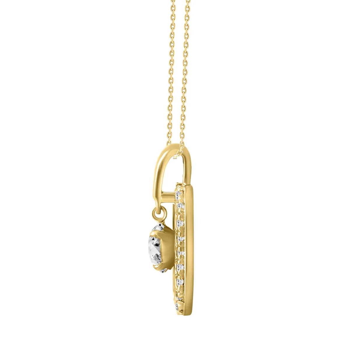 14K YELLOW GOLD 3/4CT ROUND DIAMOND LADIES PENDANT WITH CHAIN