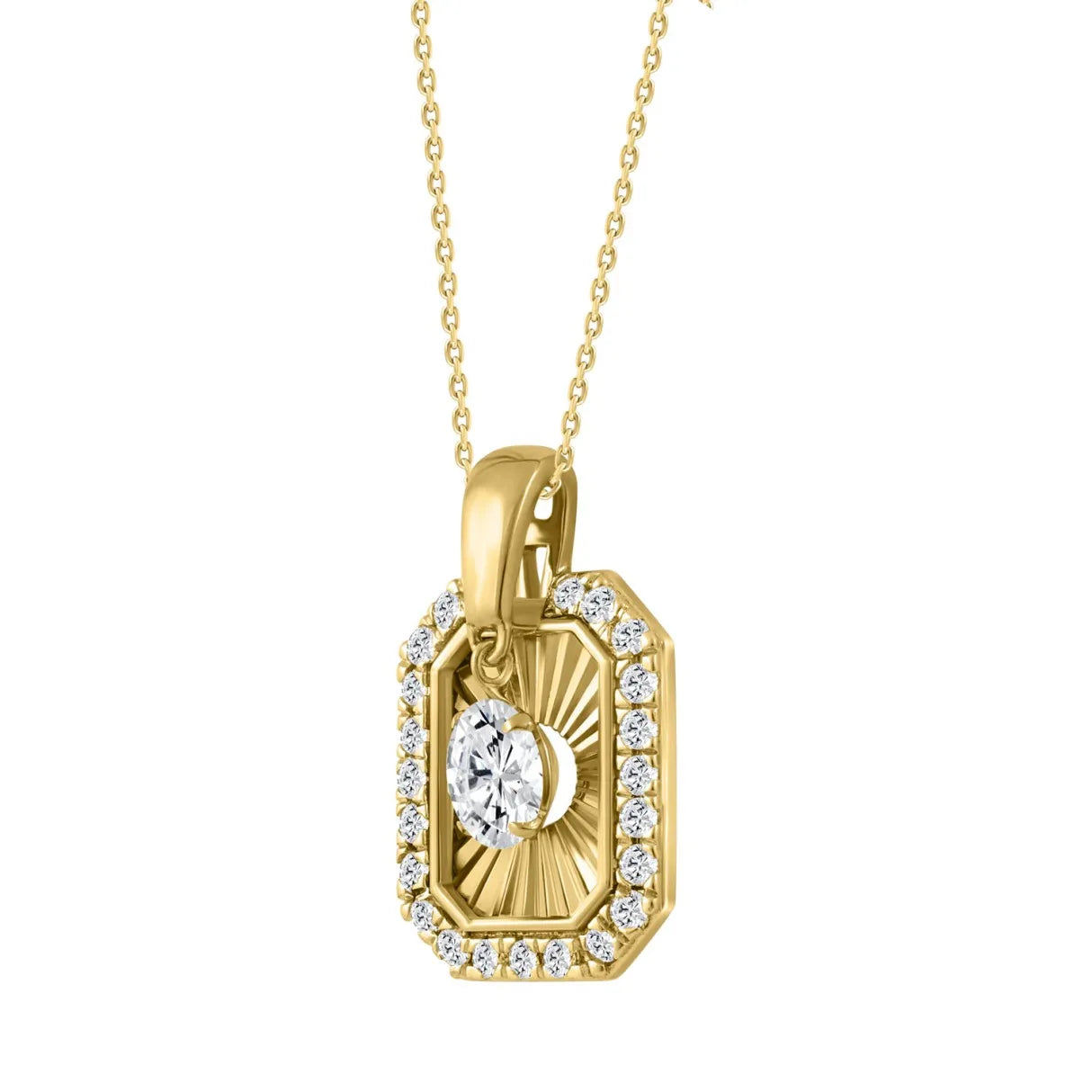 14K YELLOW GOLD 3/4CT ROUND DIAMOND LADIES PENDANT WITH CHAIN