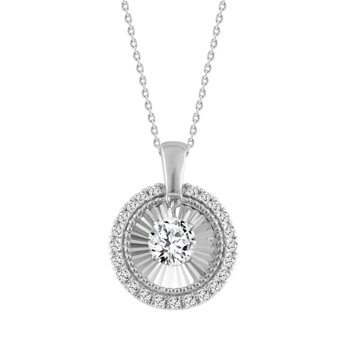 14K WHITE GOLD 3/4CT ROUND DIAMOND LADIES PENDANT WITH CHAIN