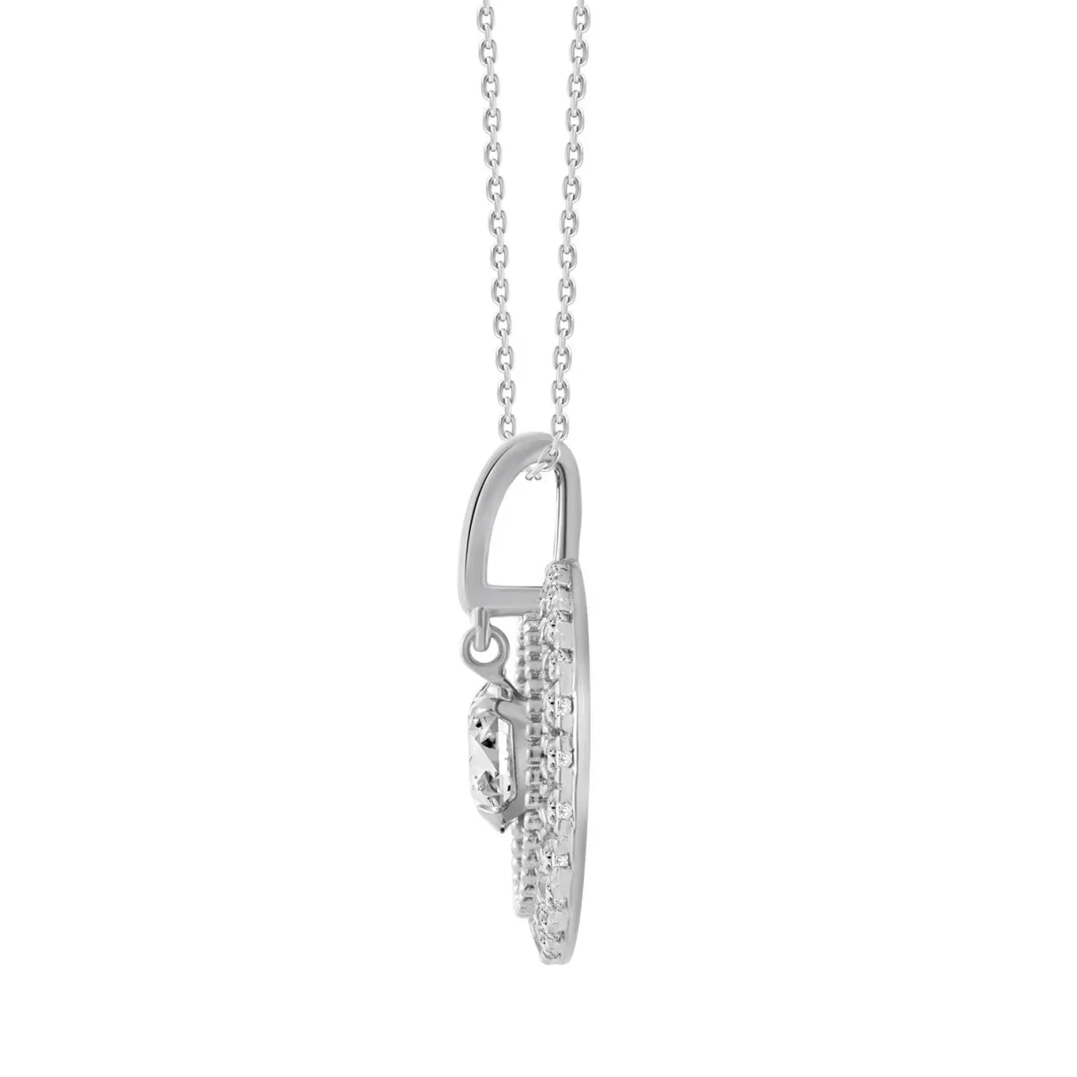 14K WHITE GOLD 3/4CT ROUND DIAMOND LADIES PENDANT WITH CHAIN