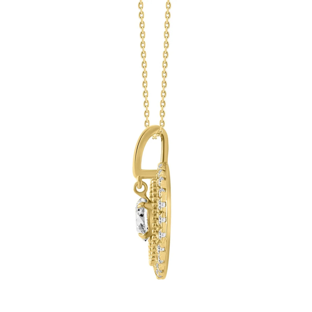 14K YELLOW GOLD 3/4CT ROUND DIAMOND LADIES PENDANT WITH CHAIN