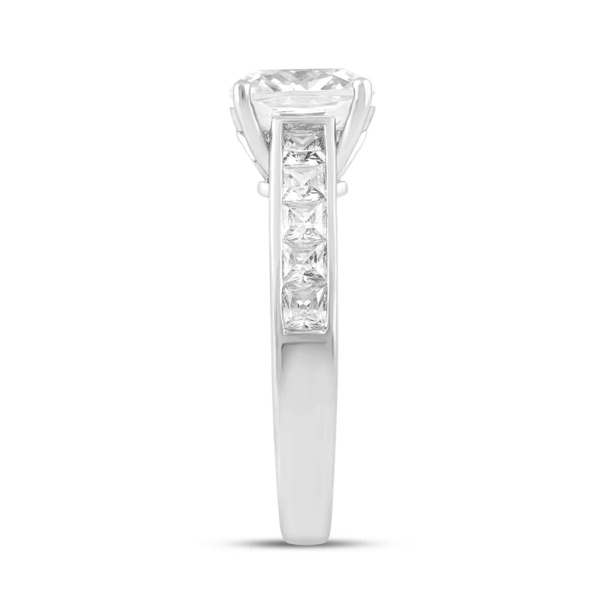 14K WHITE GOLD 3.00CT CUSHION/PRINCESS DIAMOND LADIES RING