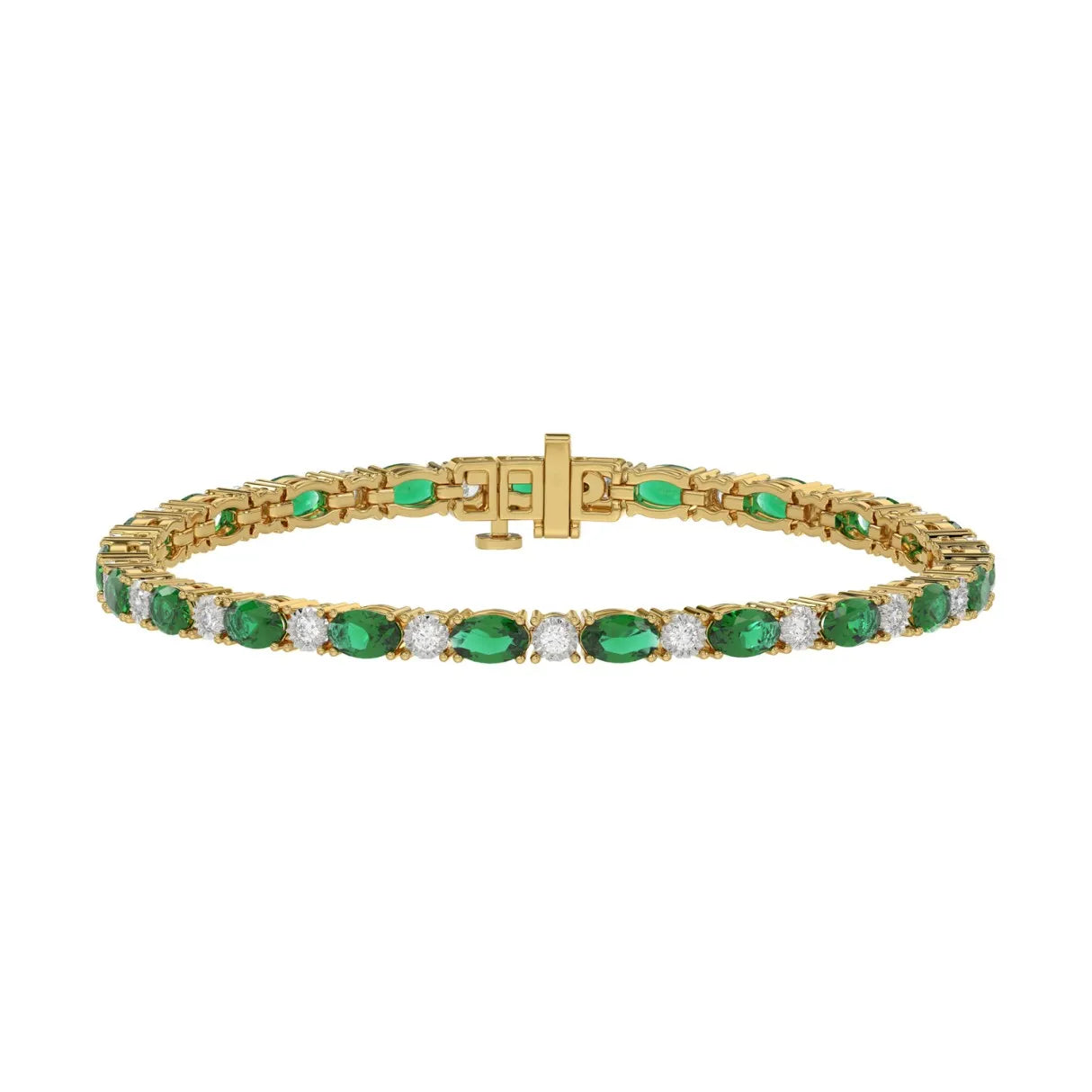 14K YELLOW GOLD 6 7/8CT ROUND/EMERALD OVAL DIAMOND LADIES BRACELET (EMERALD OVAL 6 1/6CT)