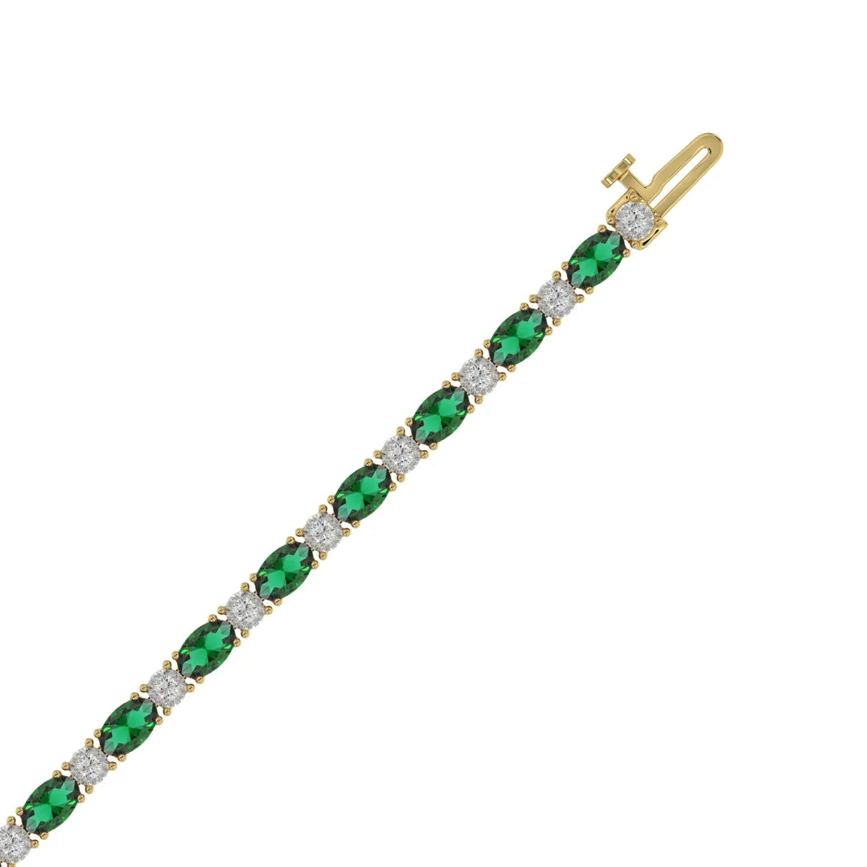 14K YELLOW GOLD 6 7/8CT ROUND/EMERALD OVAL DIAMOND LADIES BRACELET (EMERALD OVAL 6 1/6CT)