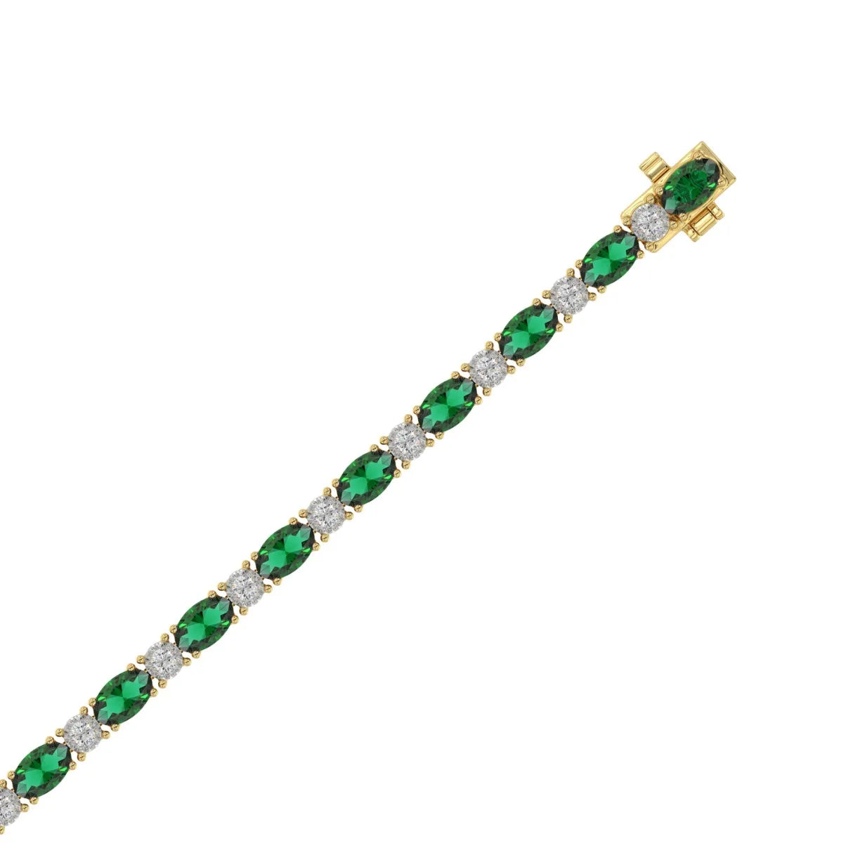 14K YELLOW GOLD 6 7/8CT ROUND/EMERALD OVAL DIAMOND LADIES BRACELET (EMERALD OVAL 6 1/6CT)