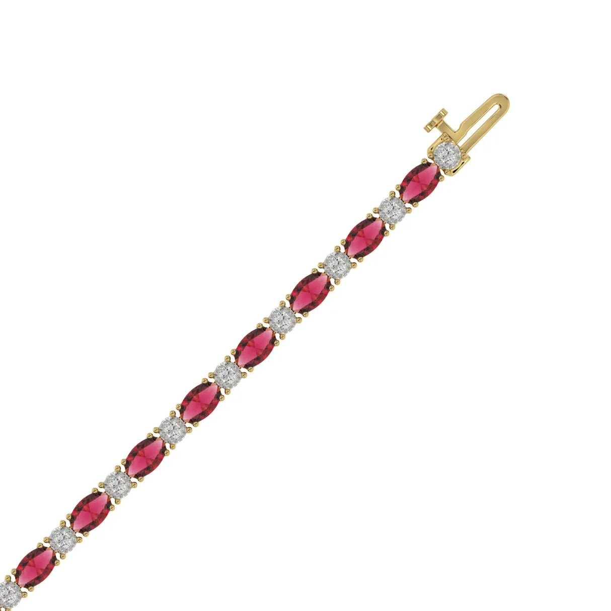 14K YELLOW GOLD 6 7/8CT ROUND/RUBY OVAL DIAMOND LADIES BRACELET (OVAL RUBY 6 1/6CT)