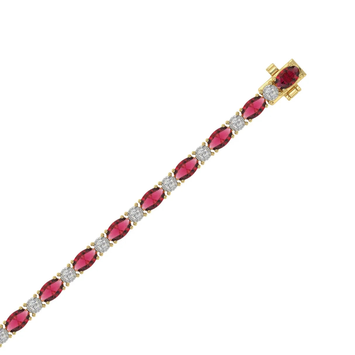 14K YELLOW GOLD 6 7/8CT ROUND/RUBY OVAL DIAMOND LADIES BRACELET (OVAL RUBY 6 1/6CT)