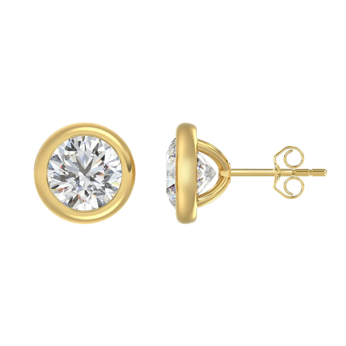 14K YELLOW GOLD 4.00CT ROUND DIAMOND SOLITAIRE EARRINGS
