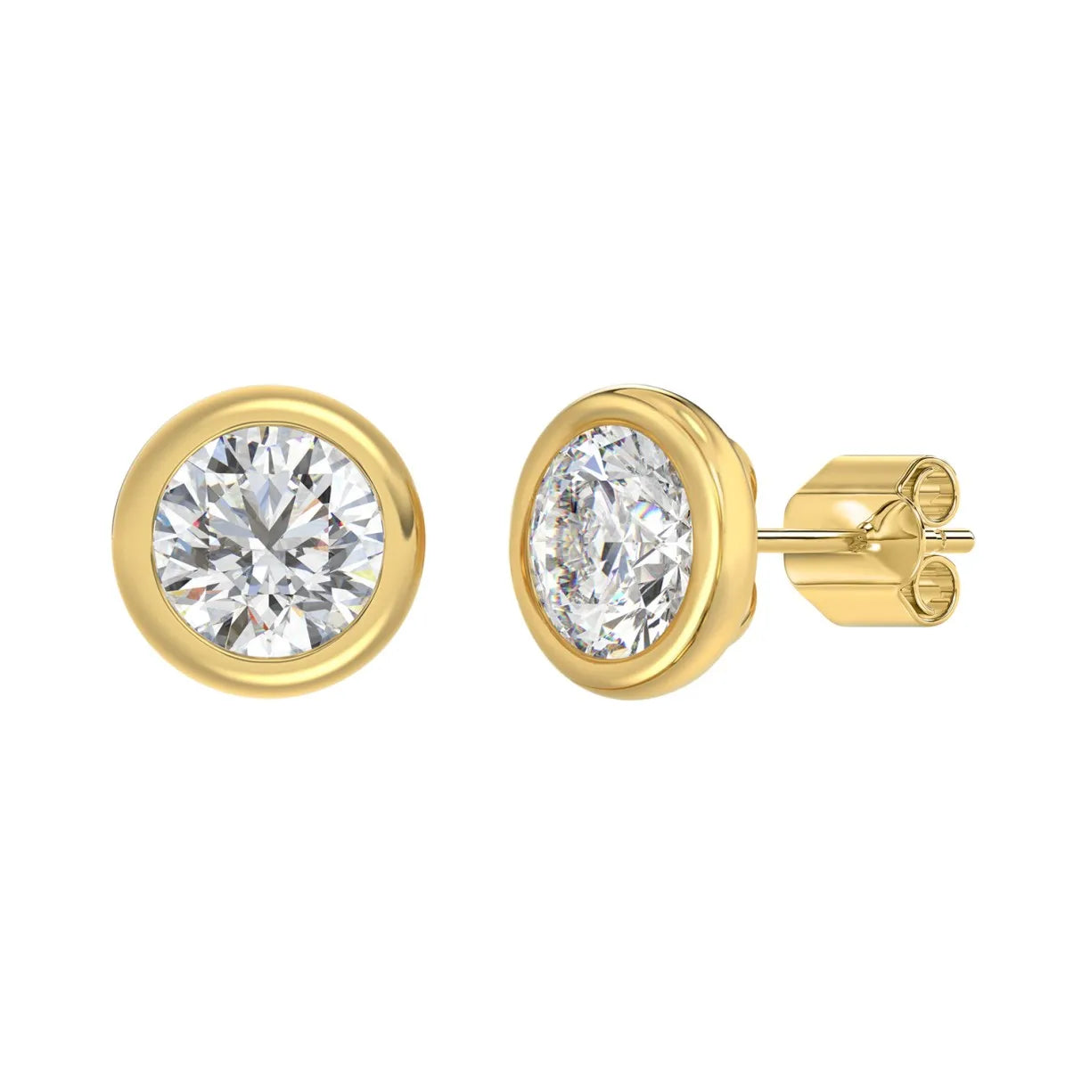 14K YELLOW GOLD 4.00CT ROUND DIAMOND SOLITAIRE EARRINGS