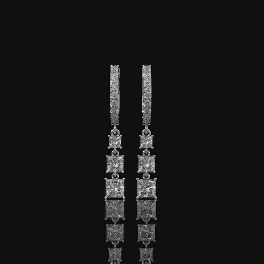Graduated Princess Cut Lab Diamond Drop Earrings