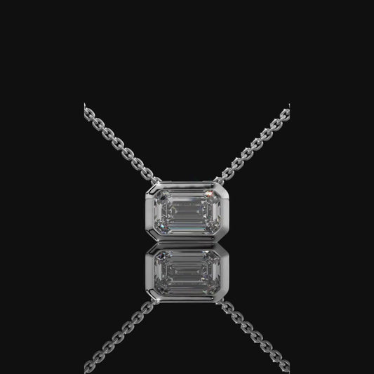 Emerald Cut Bezel Set Lab Diamond Pendant Necklace