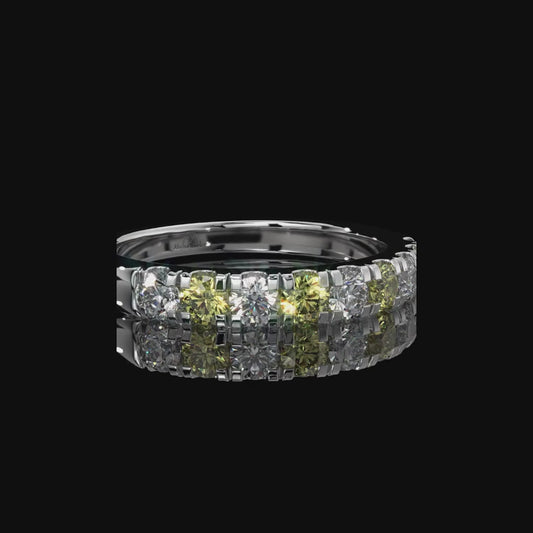Alternating Yellow & White Round Lab Diamond Band