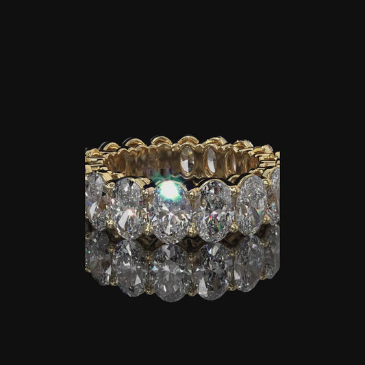Oval Cut Lab Diamond Eternity Band in 14K Yellow Gold