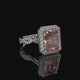 Pink Elongated Radiant Lab Diamond Ring with Hidden Halo & Pavé Gallery
