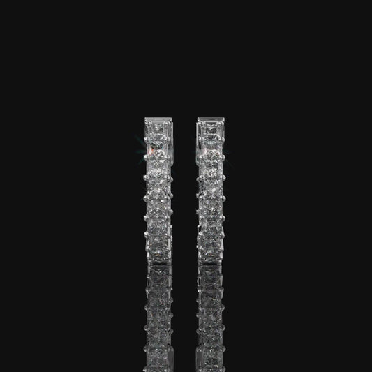 Inside-Out Princess Cut Lab Diamond Hoop Earrings