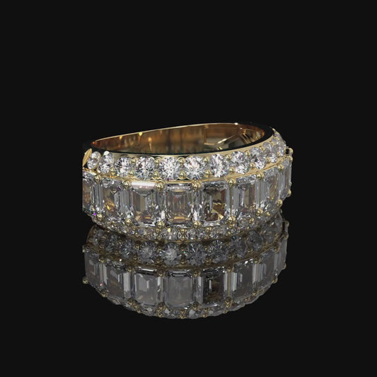 Emerald & Oval Lab Diamond Wide Band with Hidden Pavé Gallery