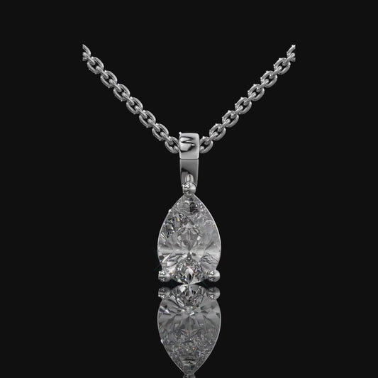 Pear Cut Lab Diamond Solitaire Pendant Necklace
