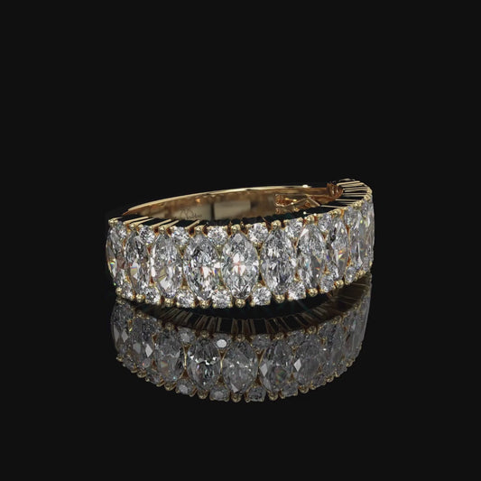 Marquise Cut Lab Diamond Band with Pavé Accents