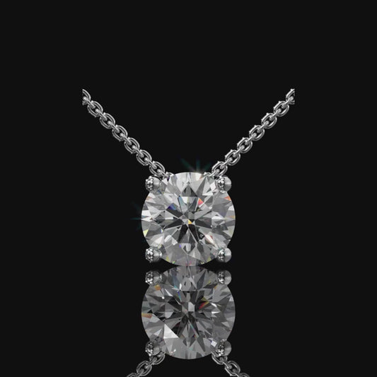 Round Cut Lab Diamond Solitaire Pendant Necklace in Yellow Gold