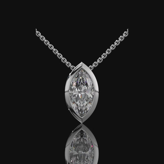 Marquise Cut Bezel Set Lab Diamond Pendant Necklace