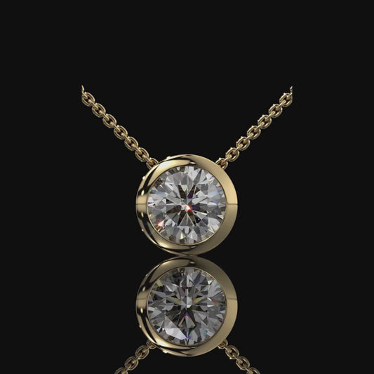 Round Cut Bezel Set Lab Diamond Pendant Necklace