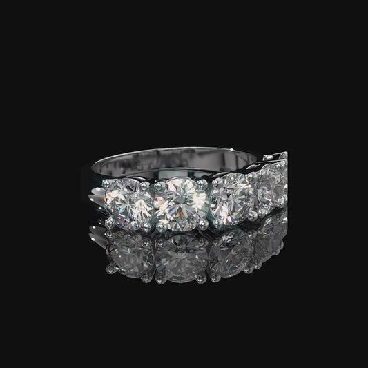 5 Stone Round Lab Diamond Band – Classic Gold Design