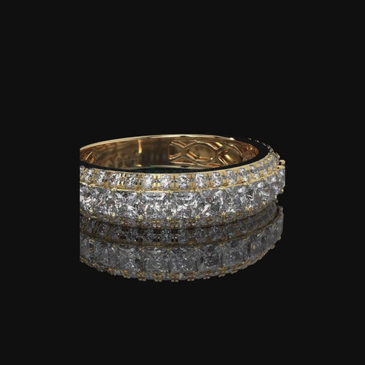 Princess Cut Lab Diamond Band with Pavé Accent Row